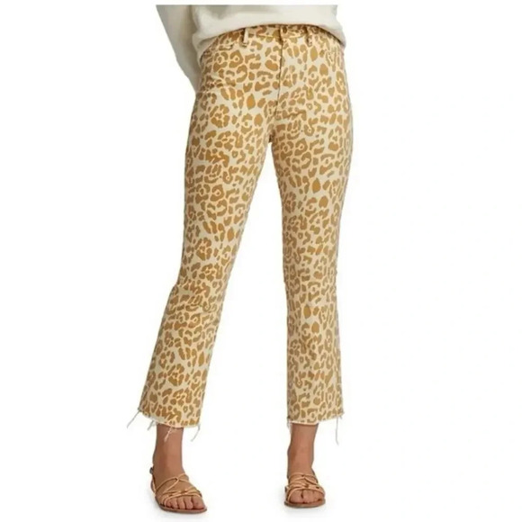 NWT Mother The Hustler Ankle Fray Prowl Animal Print High Rise Denim Jeans Sz 27 - Picture 1 of 9